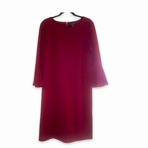 Liz Claiborne, size 14, burgundy dress with bell sleeves